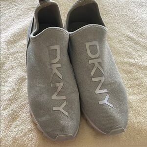 DKNY Gray Slip-On Sneakers with Stretchy Upper